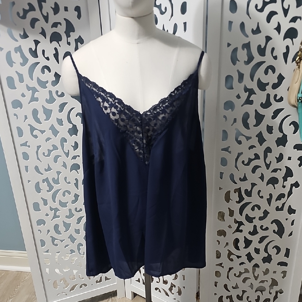 SHEIN Navy Lace Detail Camisole